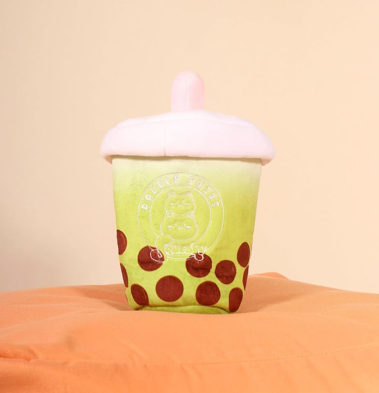 Matcha boba milk tea squeaky dog toy