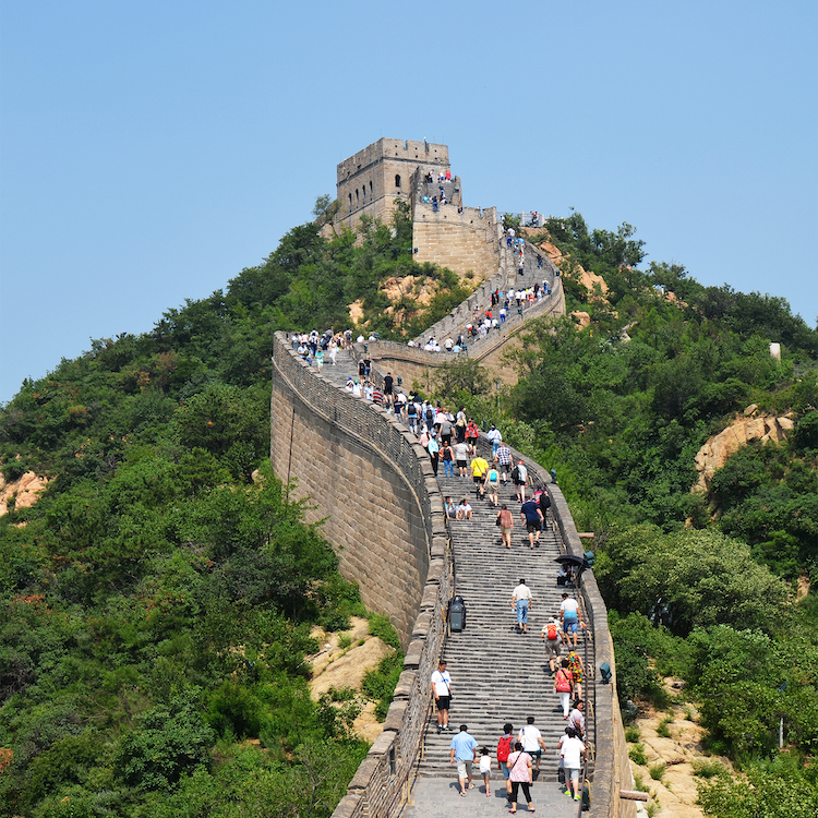 People climbing the Great Wall of China