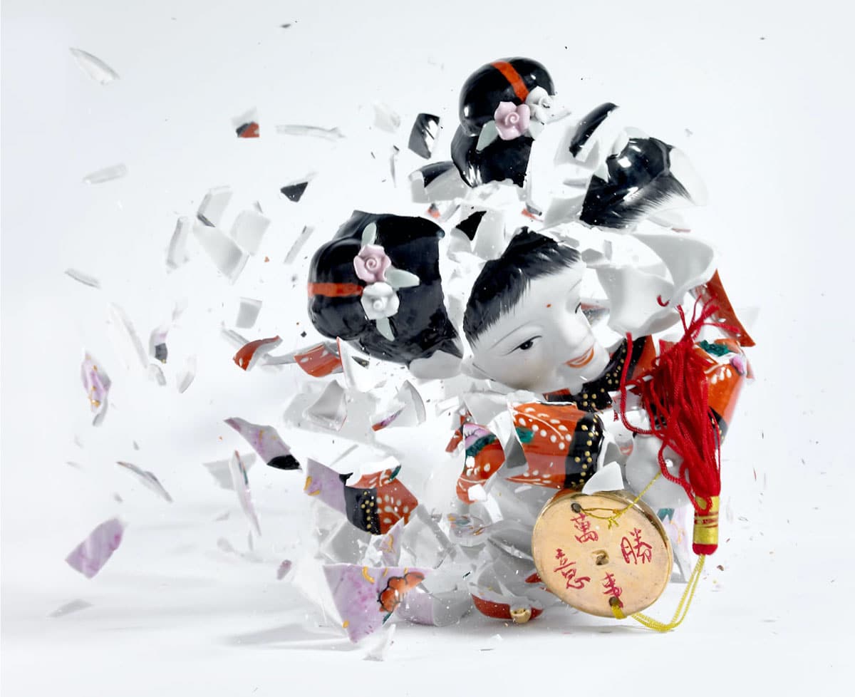 High Speed Photography of Shattered Porcelain Figurines