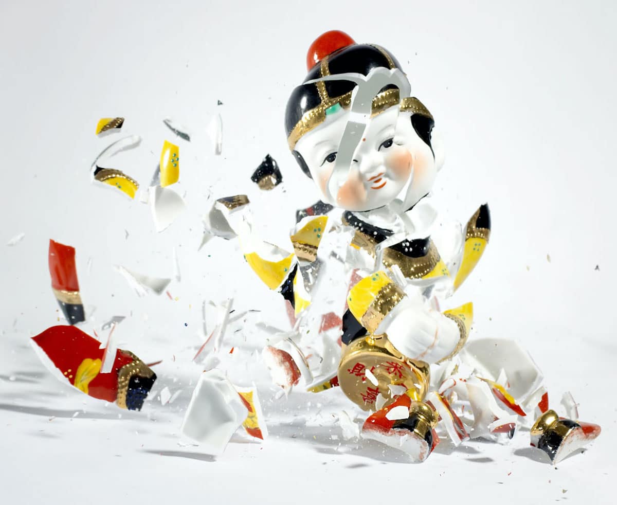 High Speed Photography of Shattered Porcelain Figurines
