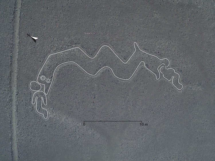 Geoglyph in the Shape of a Double-Headed Snake at Nazca Lines