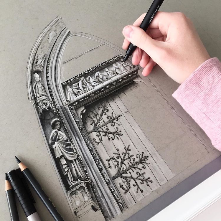 Architecture Sketches by Phoebe Atkey