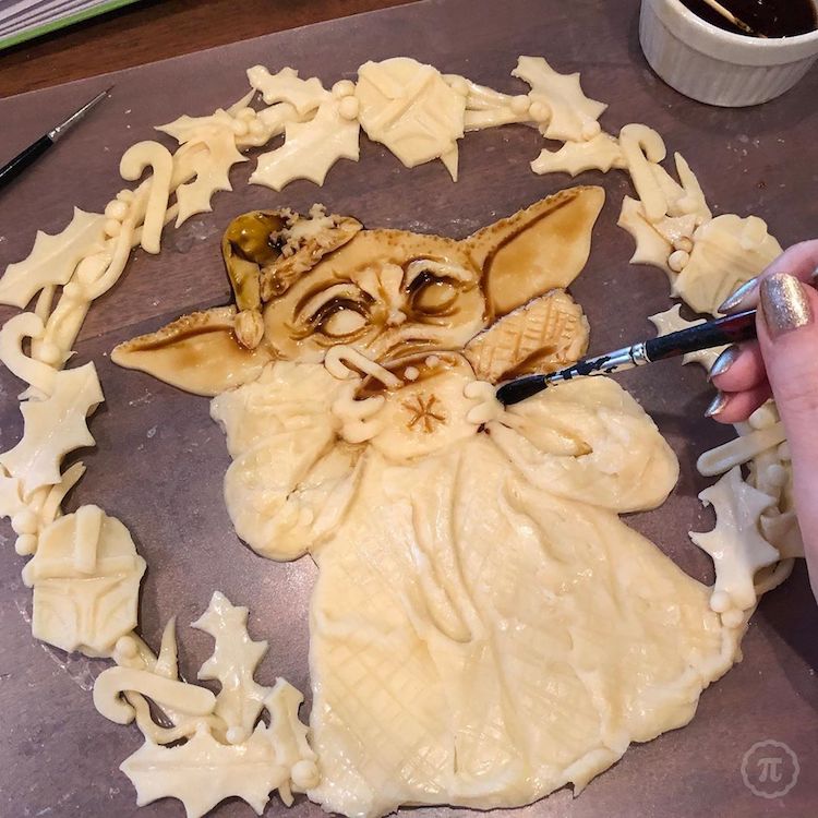 arte con comida baby yoda