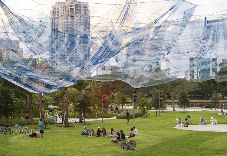 Janet Echelman Bending Arc Installation