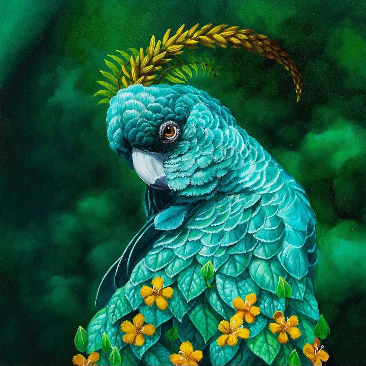 Pinturas de aves surrealistas por Jon Ching