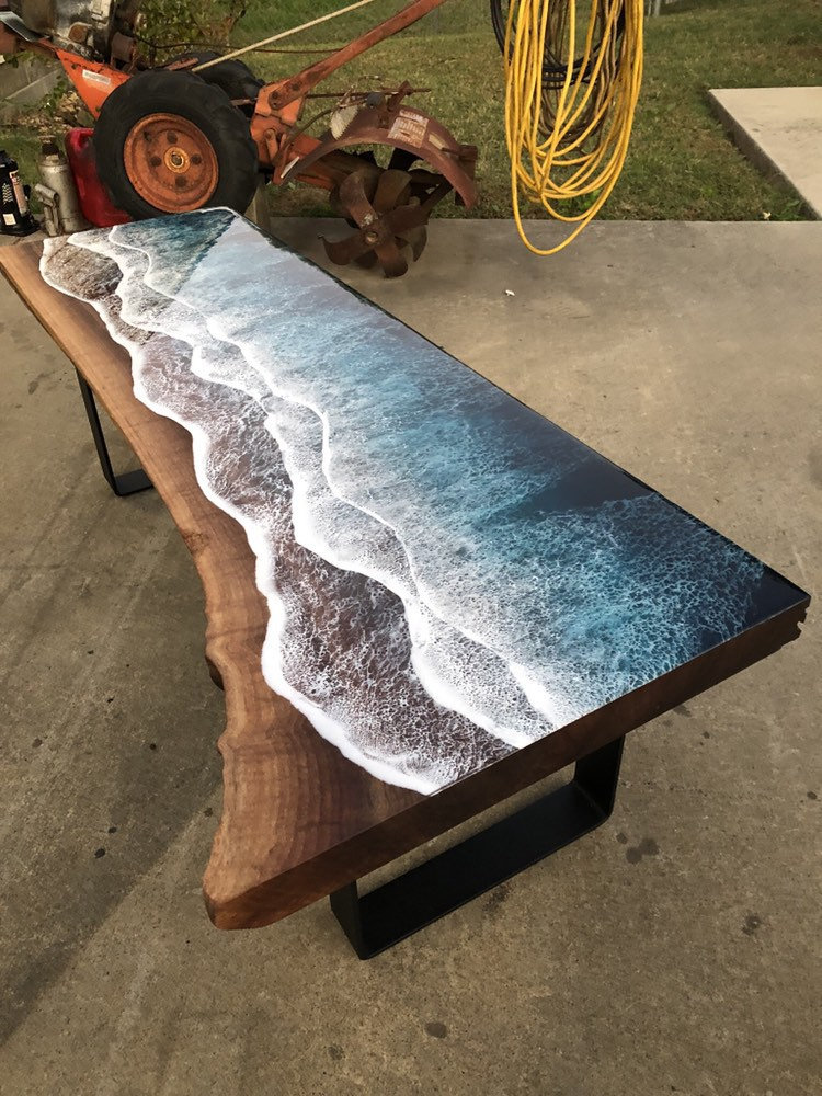 Brilliant Wood and Resin Table Brings Ocean Shores Indoors