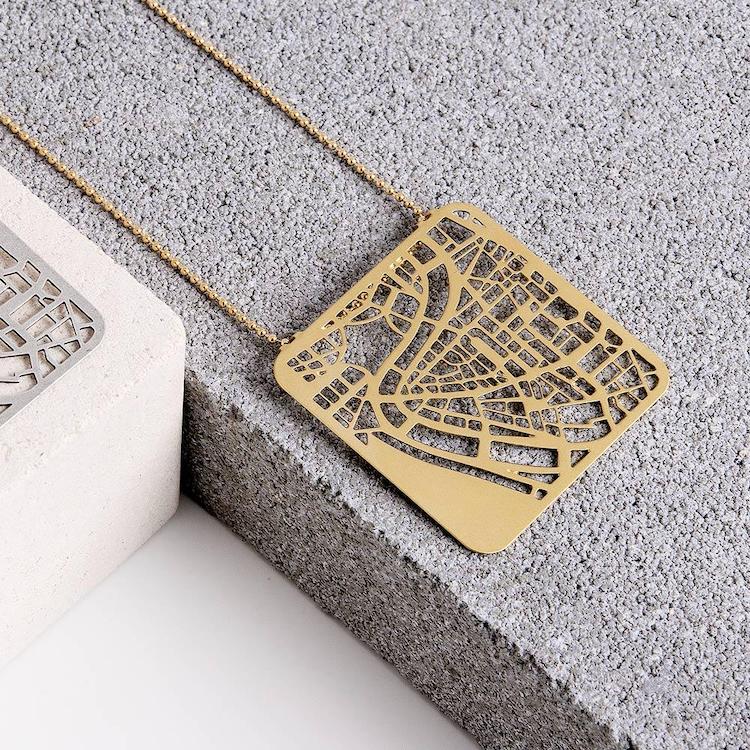 Rome Map Necklace