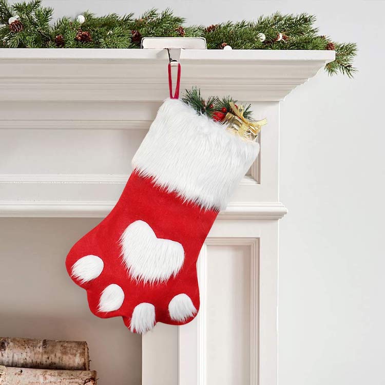 Calcetín de Navidad con estampado de pata