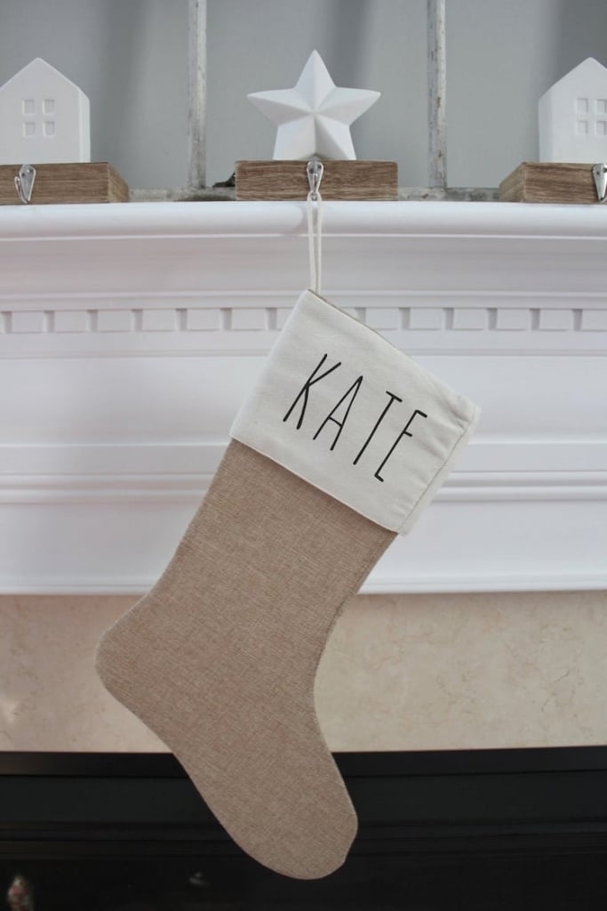 Minimalist Burlap Christmas Stocking