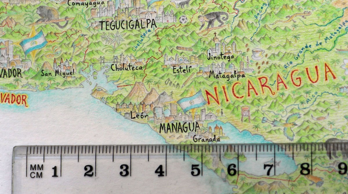dibujo de mapa de nicaragua