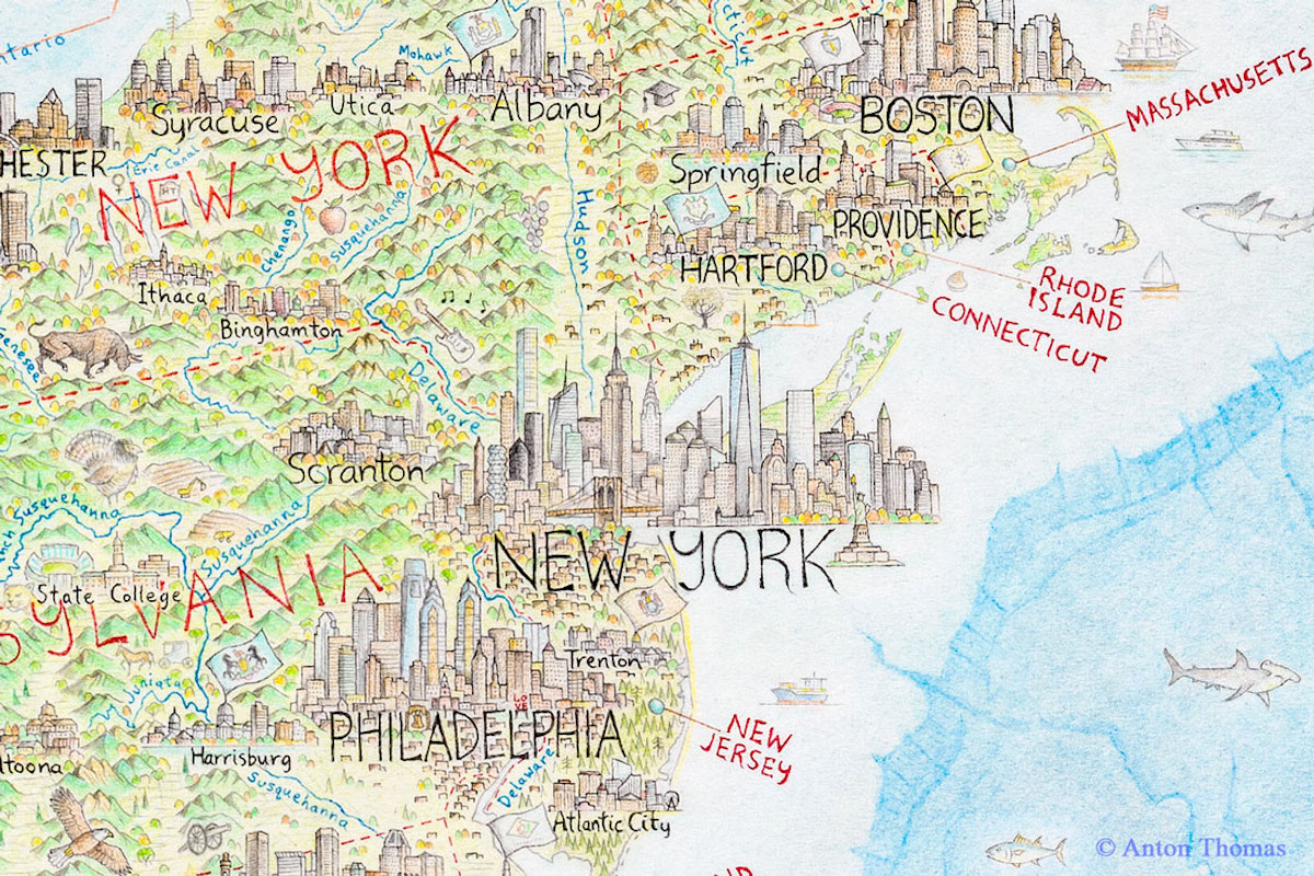 dibujo de mapa de nueva york