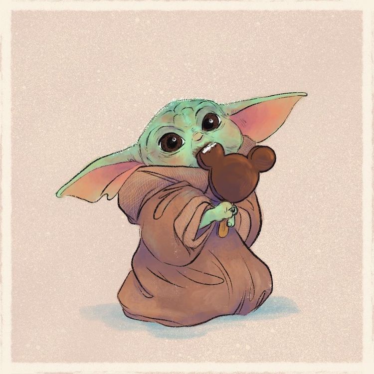 Baby Yoda Drawing by J. Shari Ewing
