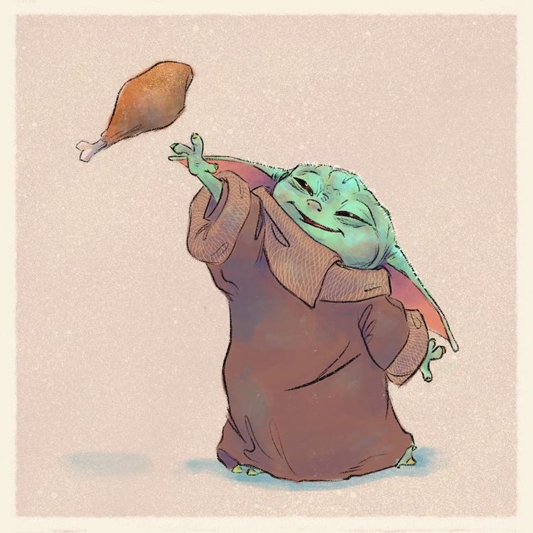 Baby Yoda Drawing by J. Shari Ewing