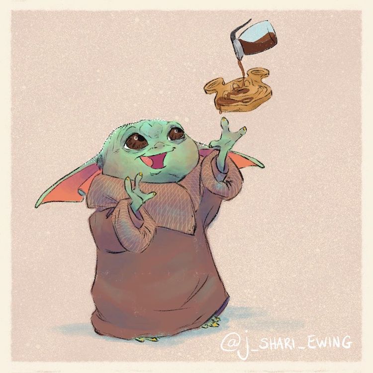 Baby Yoda Drawing by J. Shari Ewing