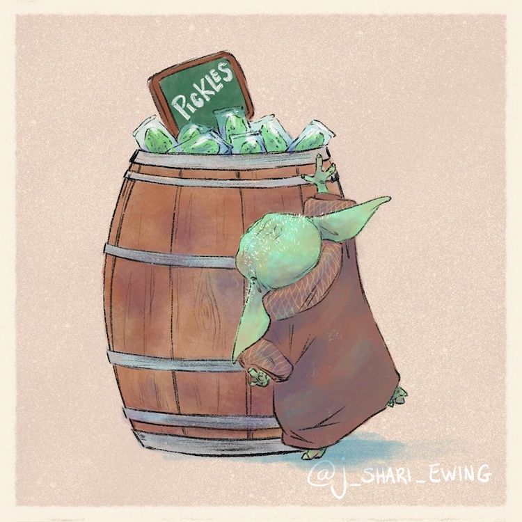 Baby Yoda Art by J. Shari Ewing