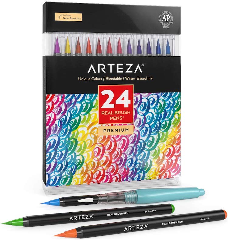 Gift Box : 48 Premium Watercolor Brush Pens, Highly Blendable, No Streaks, Water Color Markers