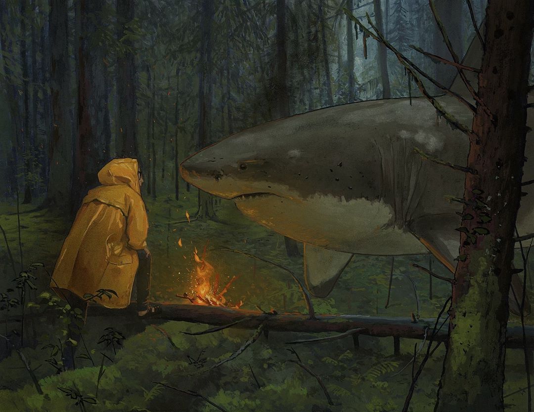 pinturas de tiburones Chris Austin