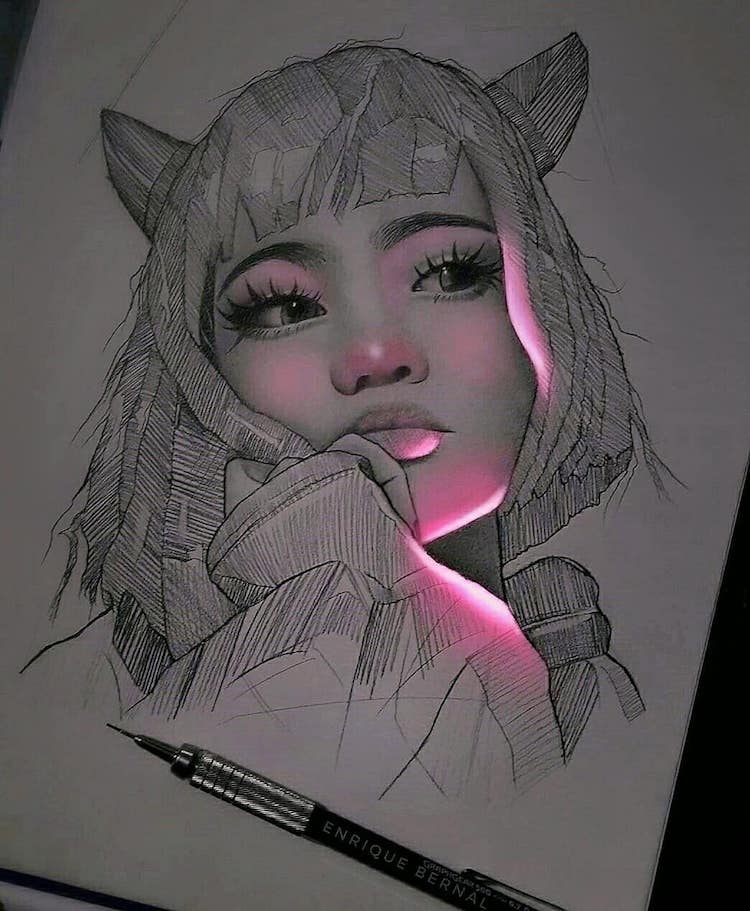 Artist Creates Pencil Drawings That Look Like They’re Lit With