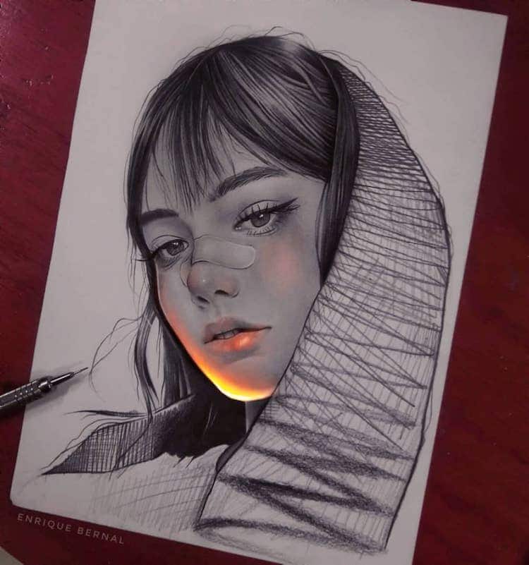 Artist Makes His Pencil Drawings Shine With Digital Manipulation