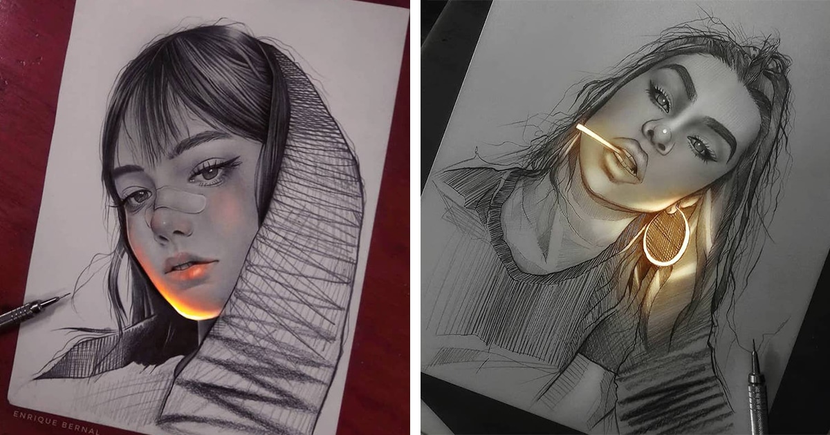 Artist Makes His Pencil Drawings Shine With Digital Manipulation