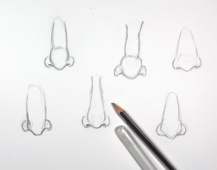 How to draw a nose step by step