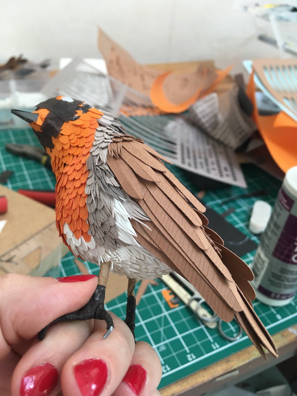 Bird Sculpture Made of Paper by Lisa Lloyd