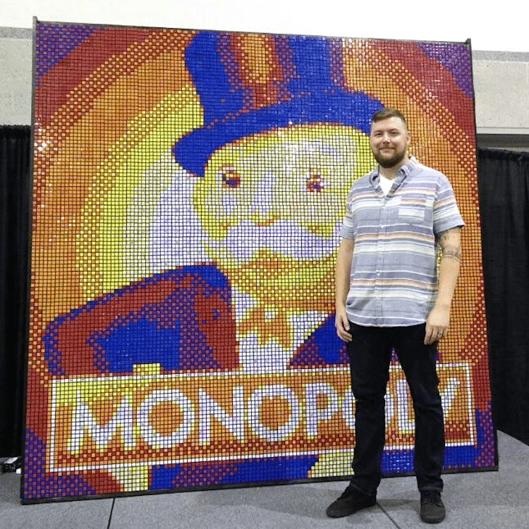 mosaico con cubos de rubik por Pete Fecteau