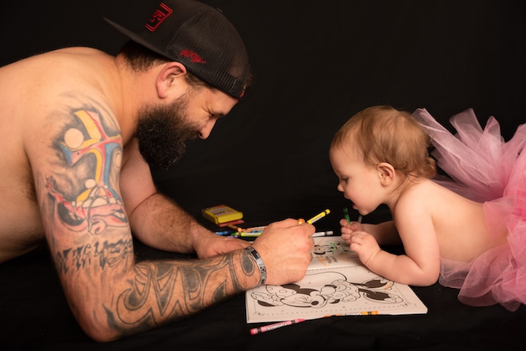 Dad And 1 Year Old Daughter Wear Pink Tutus For Adorable Photoshoot