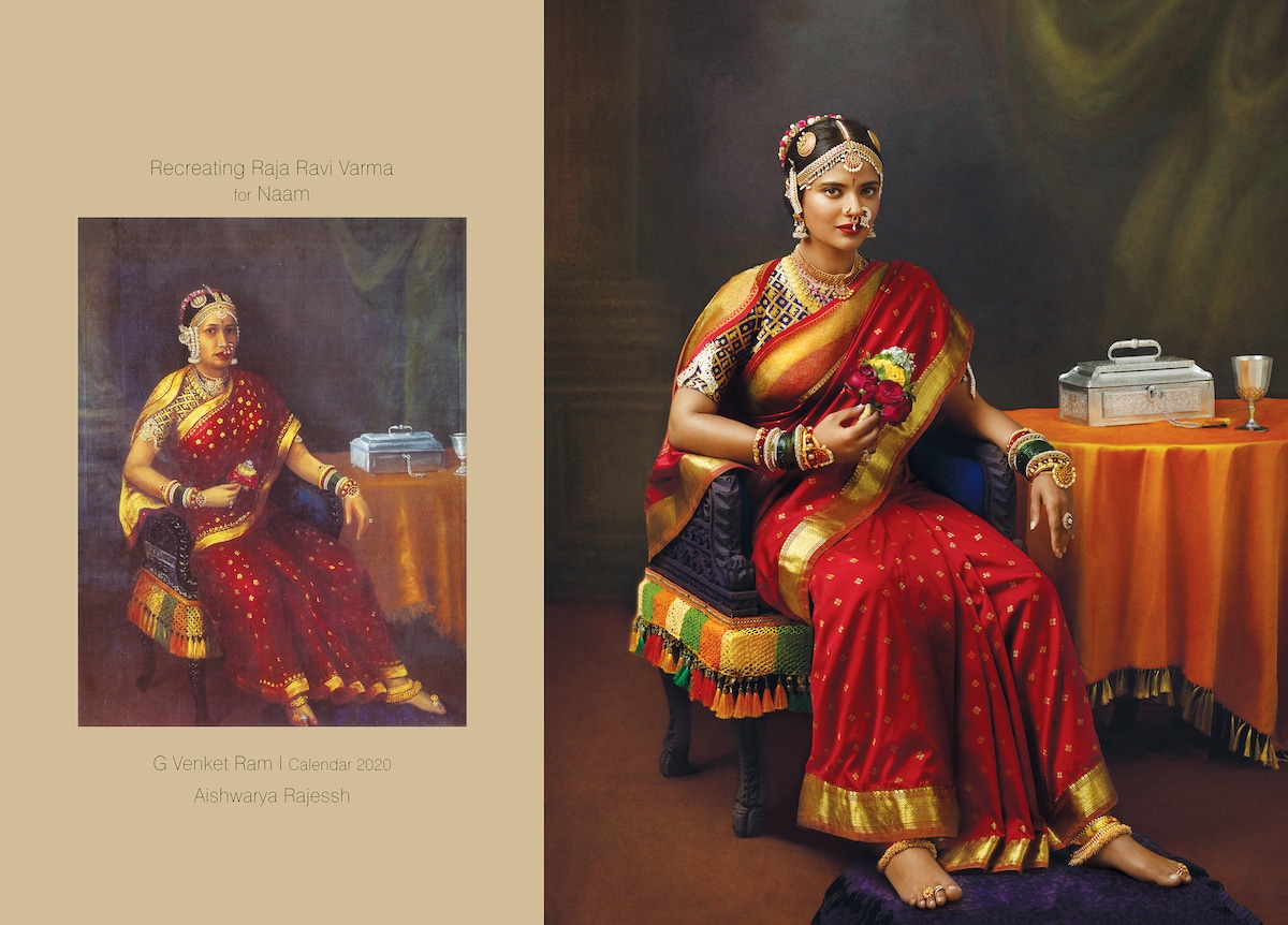 recreacion de pinturas de Raja Ravi Varma