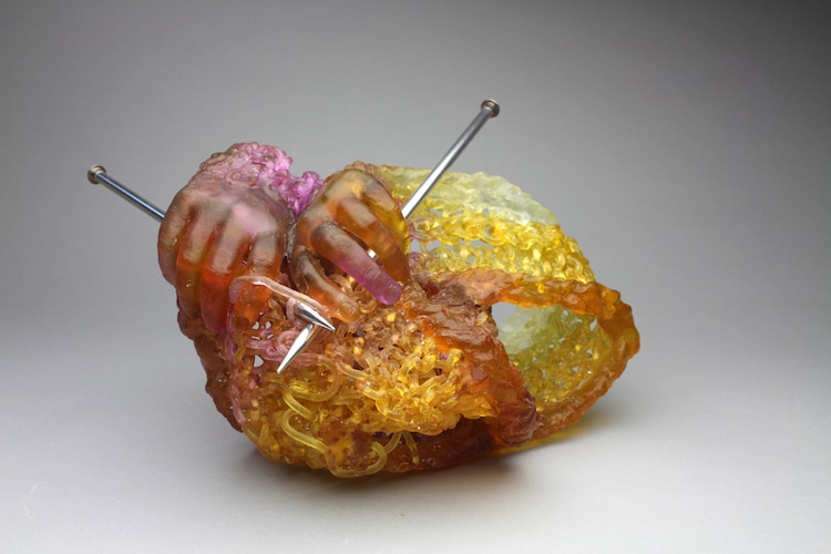 Knitted Glass Art by Carol Milne