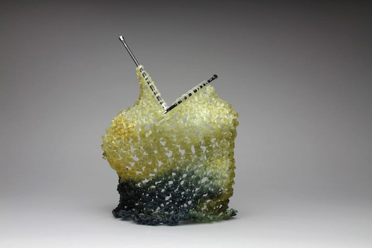 Knitted Glass Art by Carol Milne