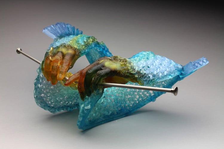 Knitted Glass Art by Carol Milne