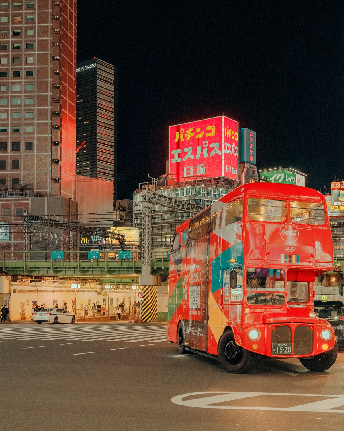 Tourist Bus in Tokyo at Night