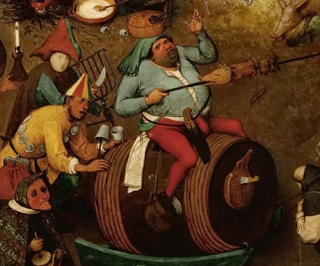 Detalle de El combate entre don Carnal y doña Cuaresma de Pieter Bruegel el Viejo