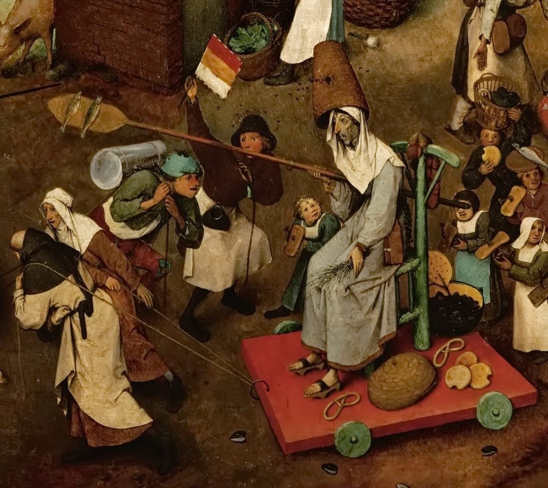 Detalle de El combate entre don Carnal y doña Cuaresma de Pieter Bruegel el Viejo