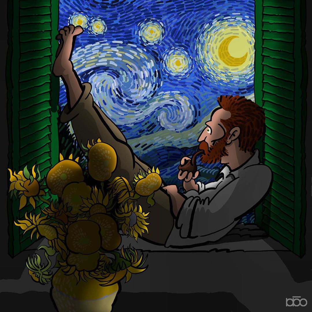 Webcómic de Van Gogh por Alireza Karimi Moghaddam