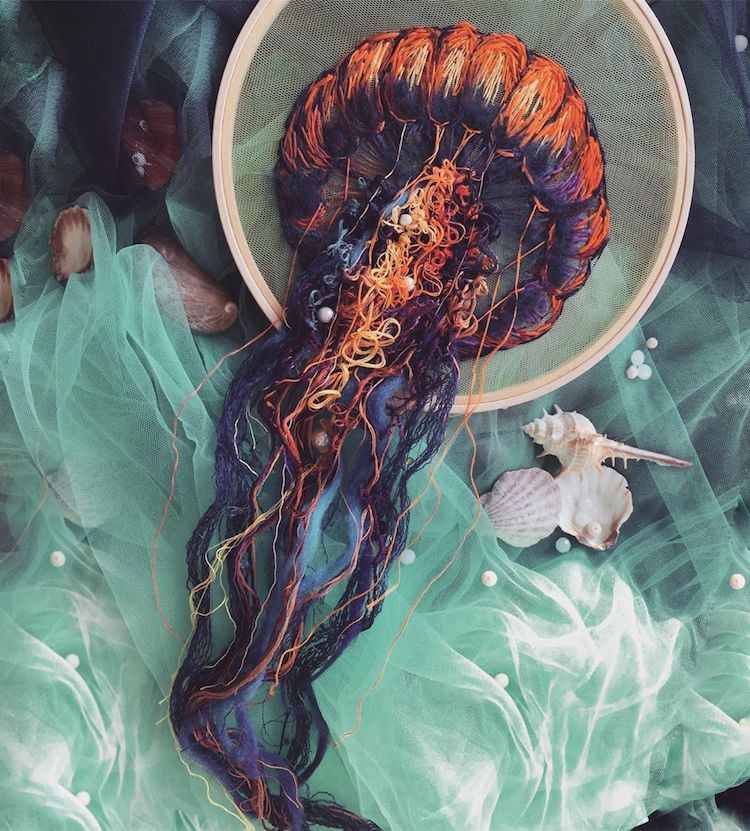 Yuliya Kucherenko Jellyfish Embroidery