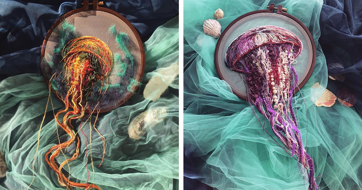 Artist Embroiders Lifelike Jellyfish That â€œSwimâ€ Past the Hoop