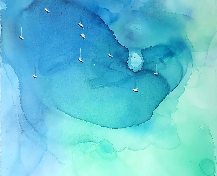 Blue paintings by Yuliya Martynova