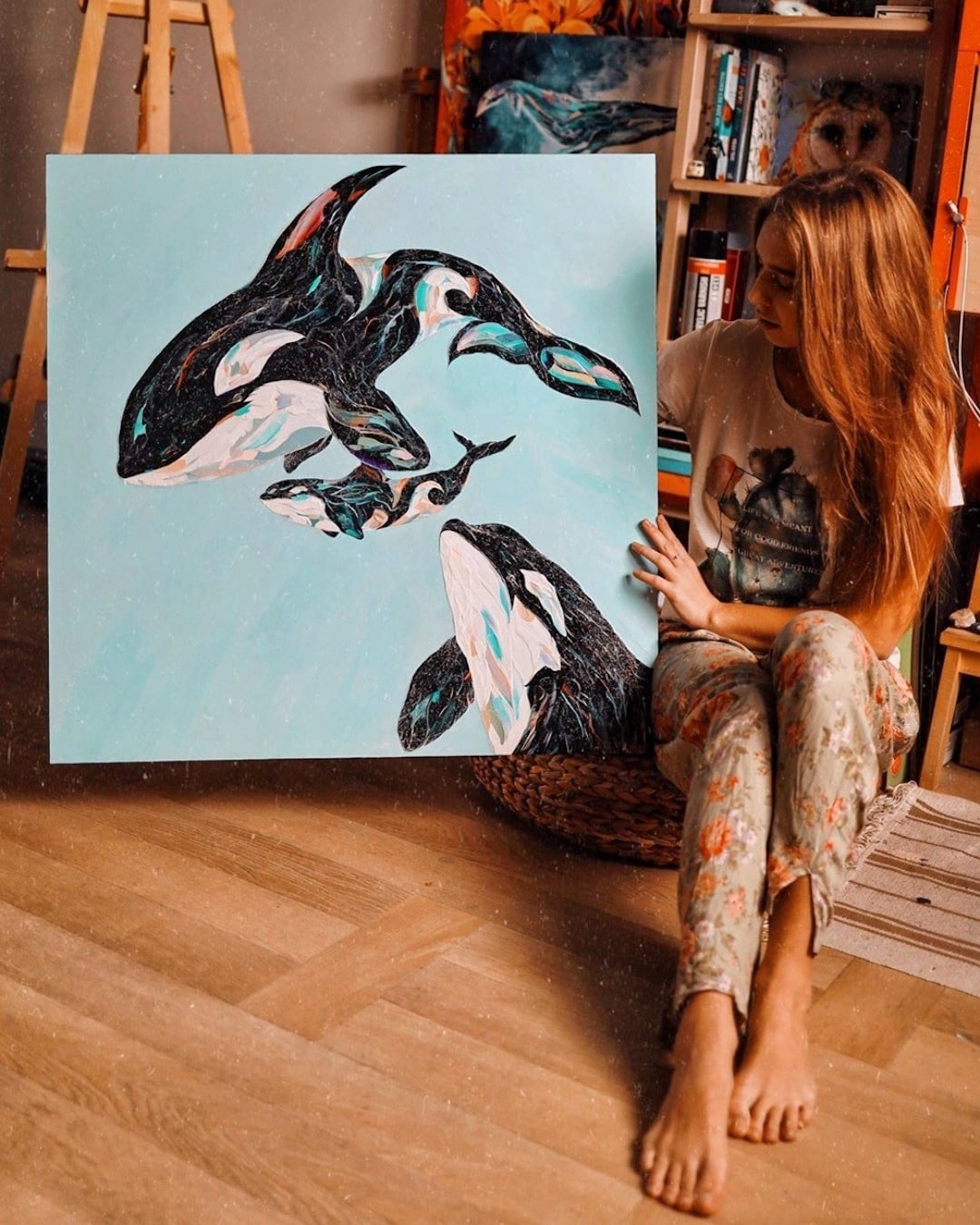 Pinturas de animales hechas con espátula por Anastasia Ablogina
