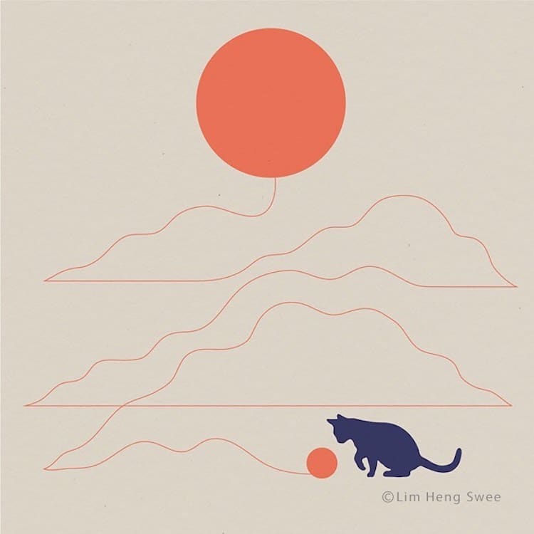 Cat Landscape Illustrations by Lim Heng Swee