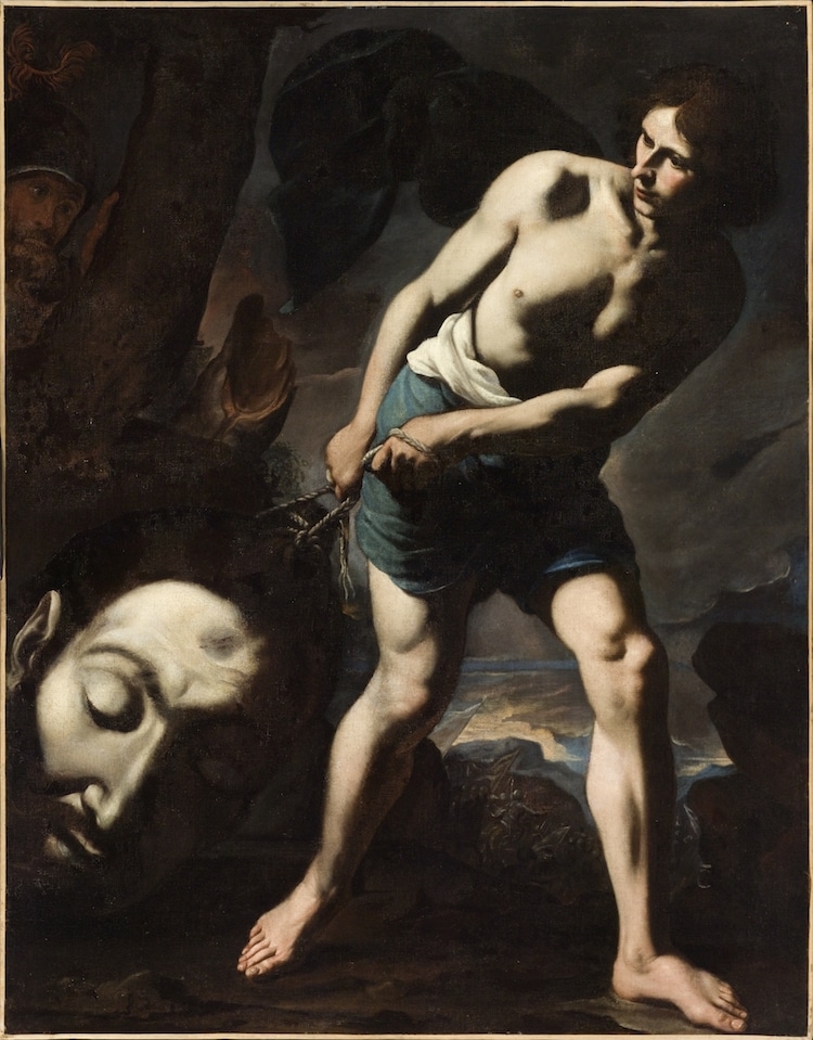 Andrea Vaccaro, "David With the Head of Goliath" Painting