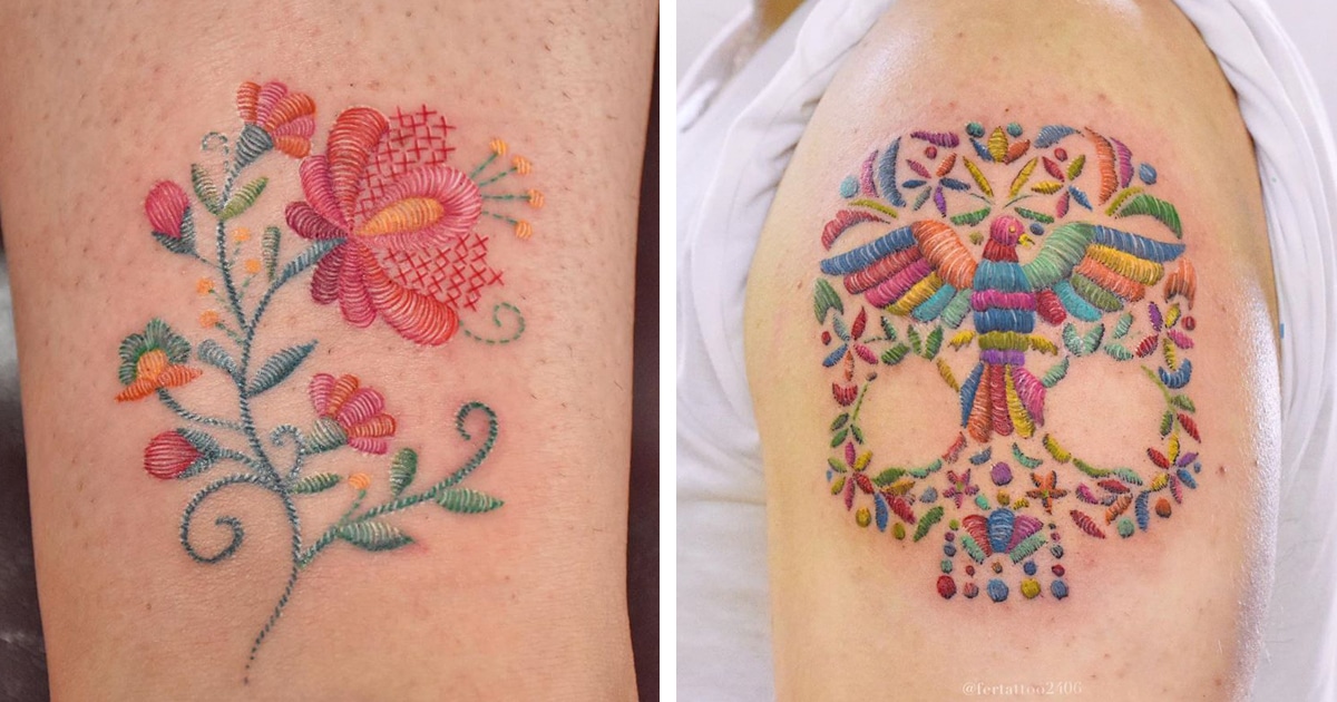 32 Stunning Embroidery Tattoo Ideas That Even Your Grandmother Will Want  To Have  Tatuaje de bordado Tatuajes Arte del tatuaje