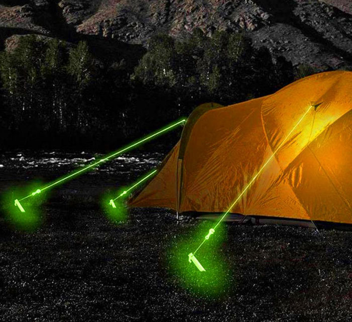 Glow-In-The-Dark Tent Ropes Help Prevent Tripping Over Them at Night