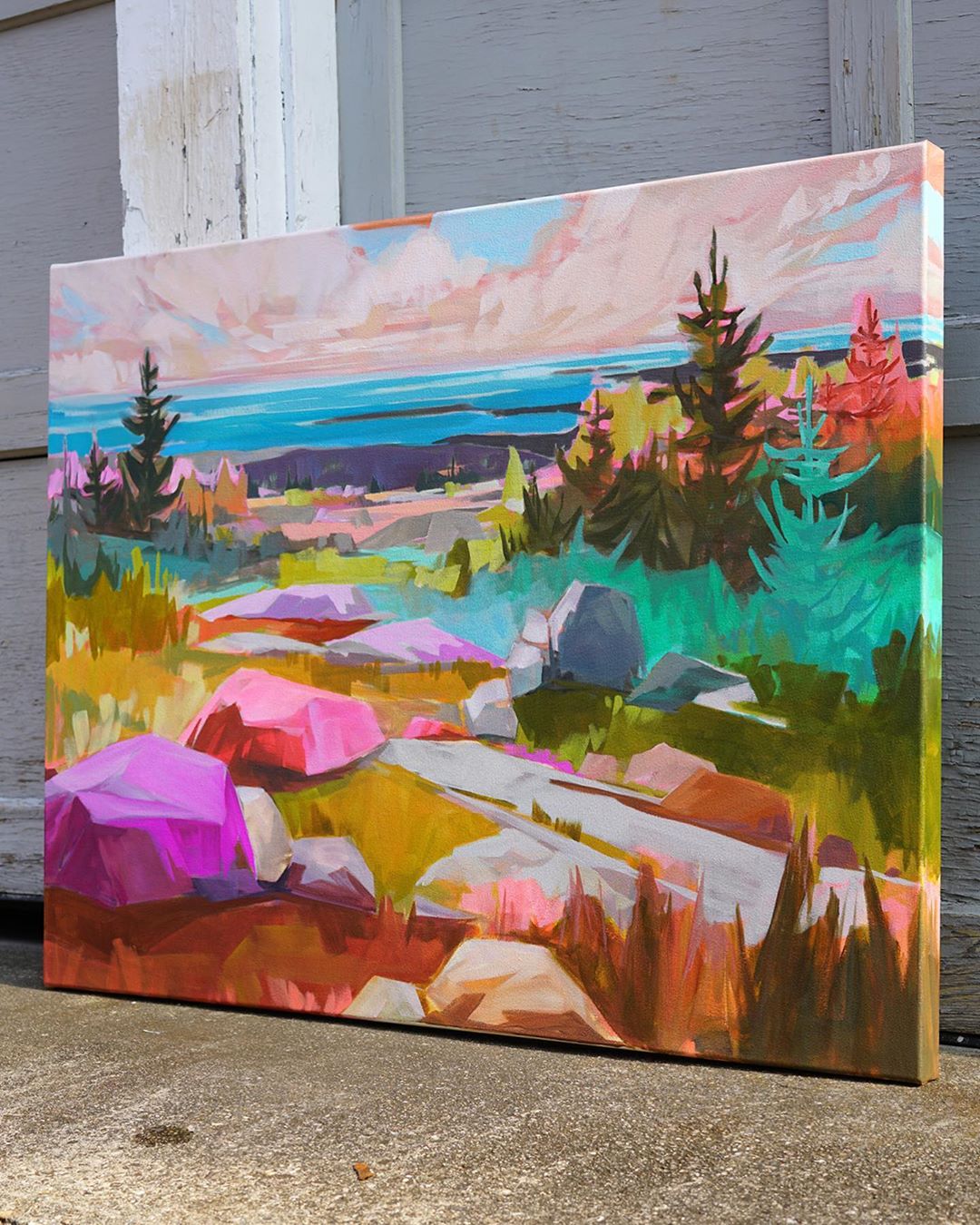 Coloridas y alegres pinturas de paisajes por Jess Franks