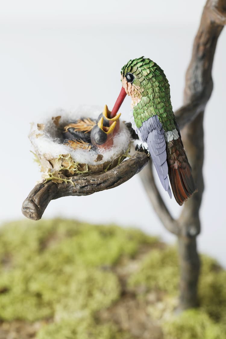 esculturas realistas de aves