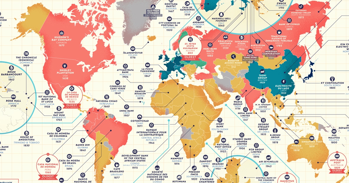 Colorful Maps Reveal The Oldest Running Businesses Of Almost Every 