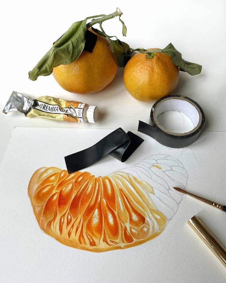 Pintura de naranja en acuarela por Svetlana Lanse