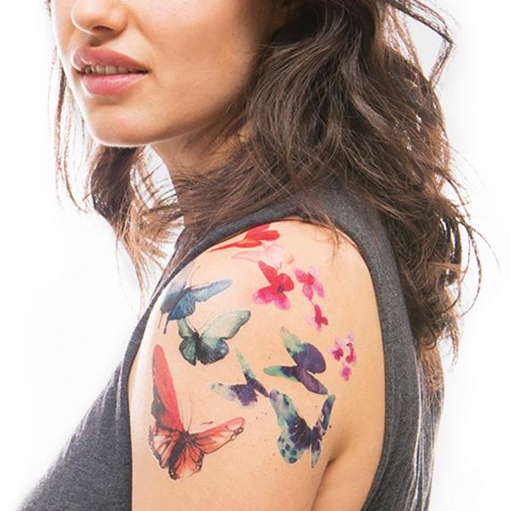 Watercolor Butterfly Temporary Tattoo Set