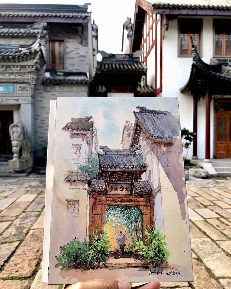 pinturas con acuarelas Qian Shi